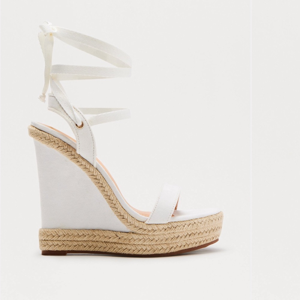 Fashion Nova White Wedge Espadrilles